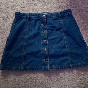 Forever 21, button up jean skirt, size large